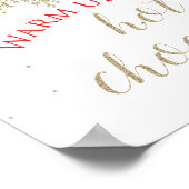 Hot Chocolade Bar Gold Snowflake Red Sign. Poster (Hoek)