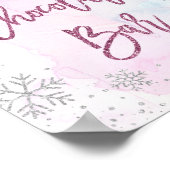 Hot Chocolade Bar Snowflake Glitter Magenta Poster (Hoek)