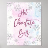 Hot Chocolade Bar Snowflake Glitter Magenta Poster (Voorkant)