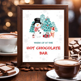 Hot Chocolade Bar, Snowman, kerstfeest Poster