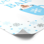 Hot Chocolade Bar Winter Blauw Sneeuwvlokken Teken Poster (Hoek)