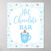 Hot Chocolade Bar Winter Blauw Sneeuwvlokken Teken Poster (Voorkant)