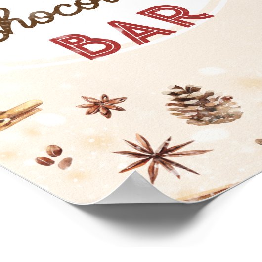 Hot Chocolade Bar Winter Holiday Caca Retro Home Poster (Hoek)