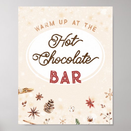 Hot Chocolade Bar Winter Holiday Caca Retro Home Poster (Voorkant)