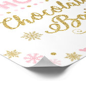 Hot Chocolade Bar Winter Snowflake Pink Gold Party Poster (Hoek)