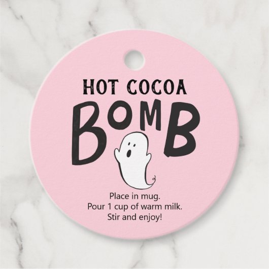 Hot Chocolade Bomb Favor Pink Halloween Bedankjes Labels (Voorkant)