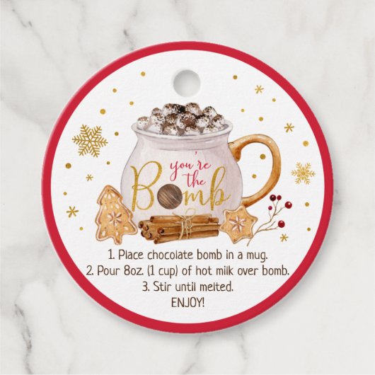 Hot Chocolade Bomb Hot Cocaca Bomb Instruction Bedankjes Labels (Voorkant)