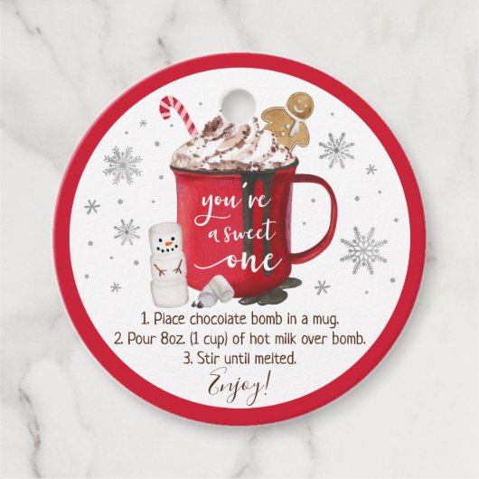Hot Chocolade Bomb Hot Cocaca Bomb Instruction Bedankjes Labels (Voorkant)