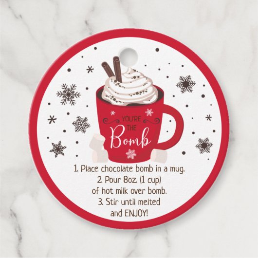 Hot Chocolade Bomb Hot Cocaca Bomb Instruction Bedankjes Labels (Voorkant)
