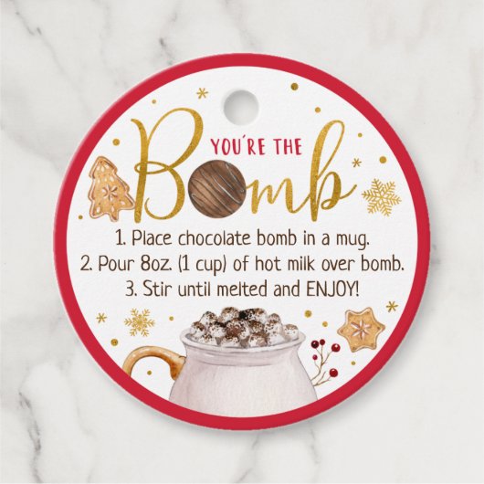 Hot Chocolade Bomb Hot Cocaca Bomb Instruction Bedankjes Labels (Voorkant)