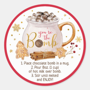 Hot Chocolade Bomb Hot Cocaca Bomb Instruction Ronde Sticker