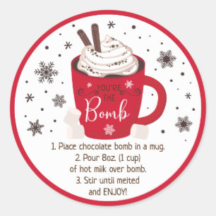 Hot Chocolade Bomb Hot Cocaca Bomb Instruction Ronde Sticker