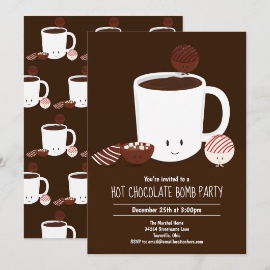 Hot Chocolade Bomb Hot Cocaca Party Kaart (Voorkant / Achterkant)