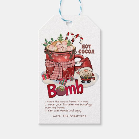 Hot Chocolade Bomb-kerstmis Cadeaulabel (Voorkant)