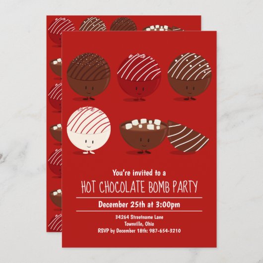 Hot Chocolade Bomb Party Kaart (Voorkant / Achterkant)