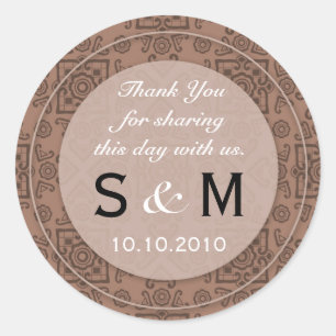 Hot Chocolade bruiloft Monogram Dank u Sticker