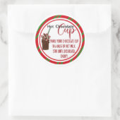 Hot chocolade cup label, kerstlabel ronde sticker (Tas)
