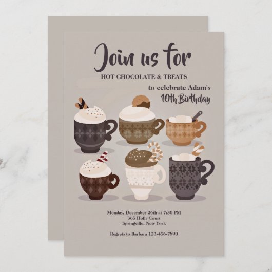 Hot-Chocolade Cups Kaart (Voorkant / Achterkant)