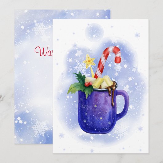 Hot Chocolade en Candy Cane mag Feestdagenkaart (Voorkant / Achterkant)