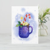 Hot Chocolade en Candy Cane mag Feestdagenkaart (Staand voorkant)