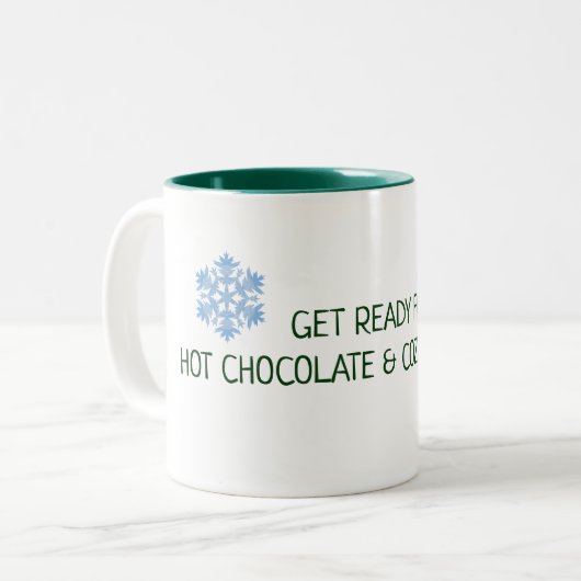 Hot Chocolade en Cozy Sweaters Winter Tweekleurige Koffiemok (Voorkant links)