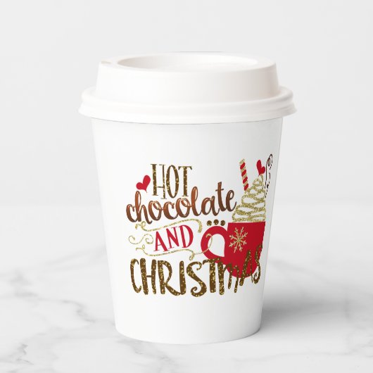 Hot Chocolade en kerstfeestdag Papieren Bekers (Achterkant)