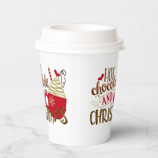 Hot Chocolade en kerstfeestdag Papieren Bekers (Rechts)