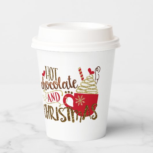 Hot Chocolade en kerstfeestdag Papieren Bekers (Voorkant)
