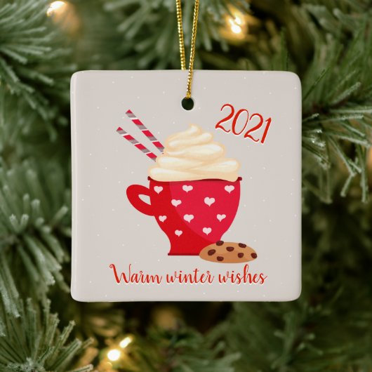 Hot Chocolade en koekjes kerstmis Keramisch Ornament (Boom)