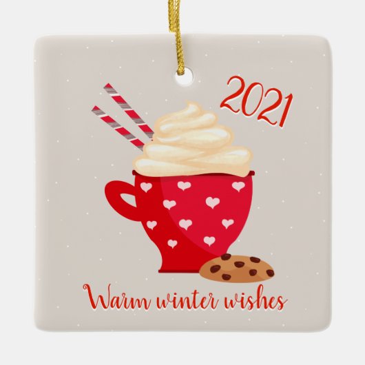 Hot Chocolade en koekjes kerstmis Keramisch Ornament (Voorkant)