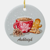 Hot Chocolade Gingerbrood Kerstmis op maat Keramisch Ornament (Achterkant)