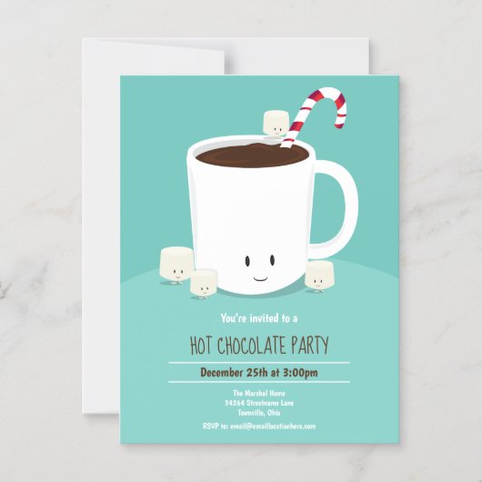 Hot Chocolade Hot Cocaca Blauwgroen kerstmis Magnetische Uitnodiging (Voorkant)