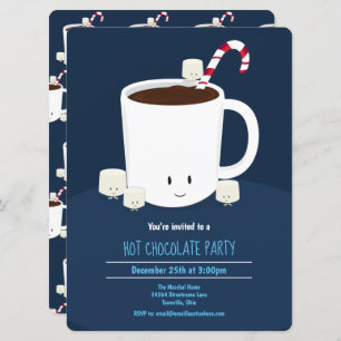 Hot Chocolade Hot Cocaca Blue White Xmas party Kaart