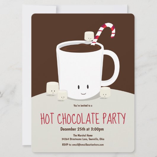 Hot Chocolade Hot Cocaca Brown-kerstfeest Kaart (Voorkant)
