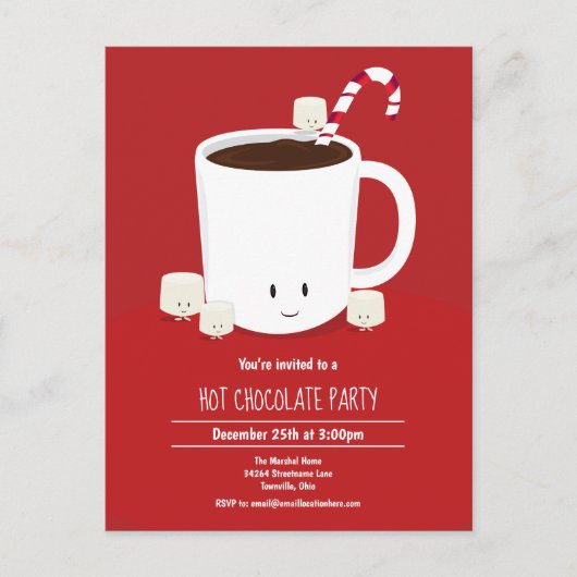 Hot Chocolade Hot Cocaca-kerstparty Uitnodiging Briefkaart (Voorkant)