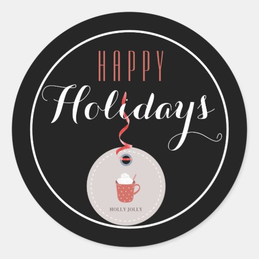 Hot Chocolade kerstcadeau Label Happy Holiday (Voorkant)