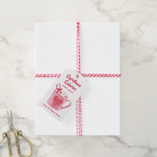 Hot chocolade label kerst calorieën cadeaulabel (Met Touw)