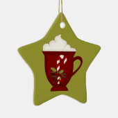 Hot Chocolade Lover Red met groen Keramisch Ornament (Rechts)