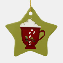Hot Chocolade Lover Red met groen Keramisch Ornament