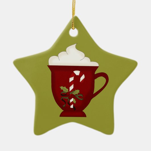 Hot Chocolade Lover Red met groen Keramisch Ornament (Voorkant)