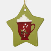 Hot Chocolade Lover Red met groen Keramisch Ornament (Links)
