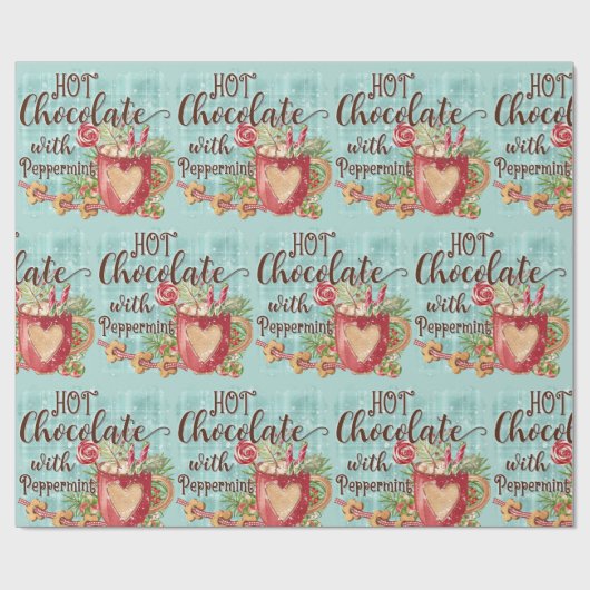 Hot Chocolade met Peppermint-kerstmis Cadeaupapier (Vlak)