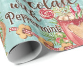 Hot Chocolade met Peppermint-kerstmis Cadeaupapier (Rol Hoek)