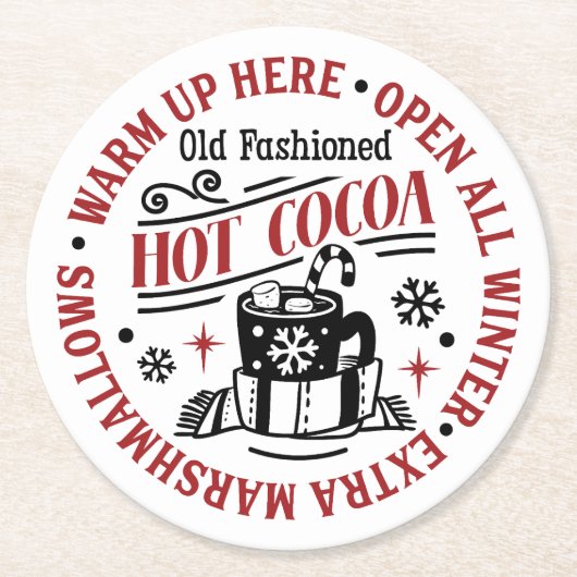 Hot Chocolade Warm-omhoog, partijstation Ronde Kartonnen Onderzetter (Voorkant)