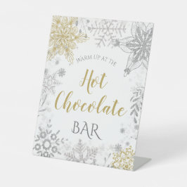 Hot Chocolade Winter Wonderland Silver Gold Reclamebord Met Voetstuk