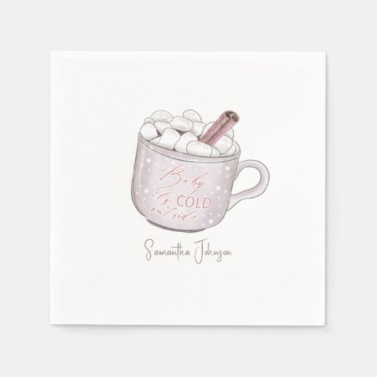 Hot Chocolate Baby Het is koud buitendouche Servet (Voorkant)