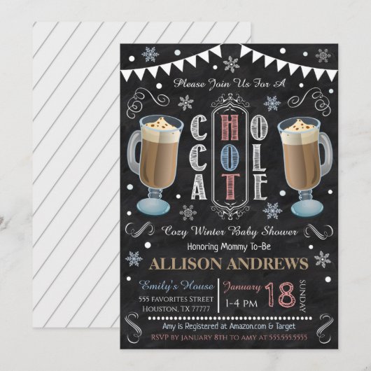 Hot Chocolate Baby shower uitnodiging (Voorkant / Achterkant)