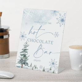 Hot Chocolate Bar blauw winterwonderlandteken Reclamebord Met Voetstuk