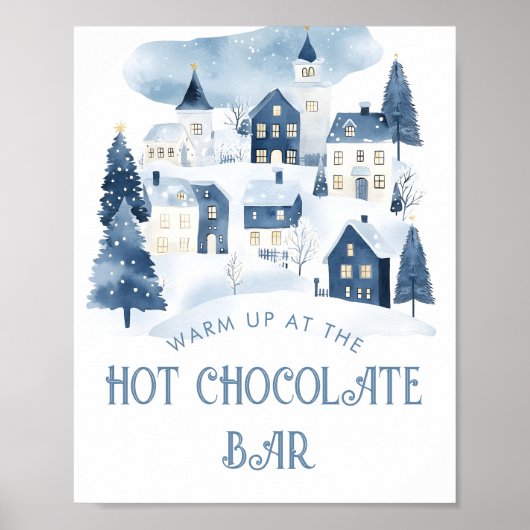 Hot Chocolate Bar Christmas village Baby Shower Poster (Voorkant)
