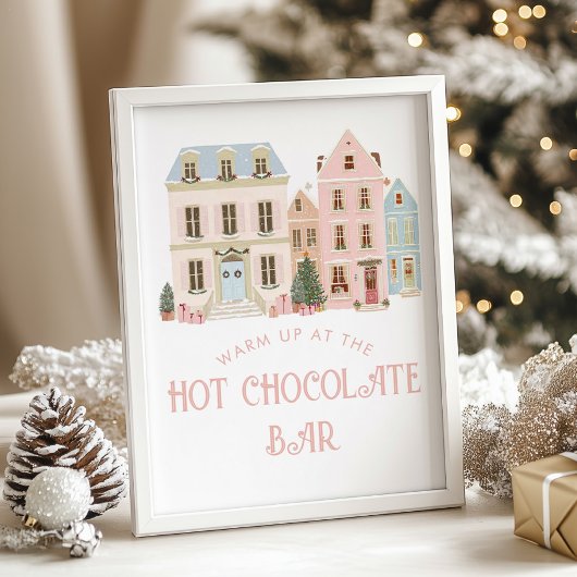 Hot Chocolate Bar Christmas village Baby Shower Poster